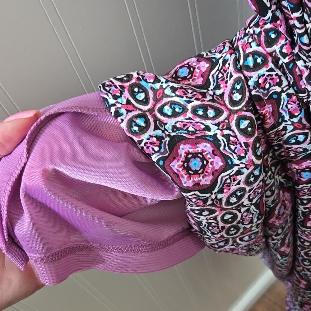 Womens Catherine MALANDRINO Floral Pink Purple Geo Boho Maxi Medium - Picture 3 of 4